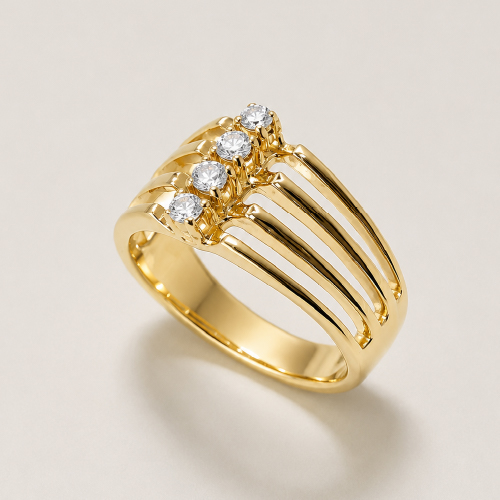 Four Diamonds Split Band Ring
