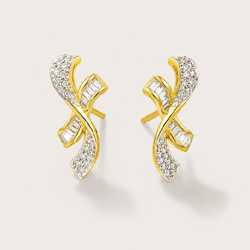 Twisted Ribbon Diamond Ear Studs