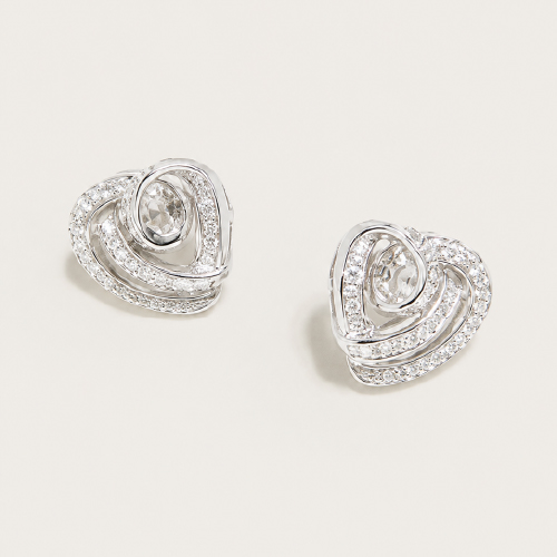 Abstract Heart Diamond Ear Studs