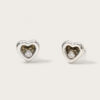 Solitaire Heart Ear Studs