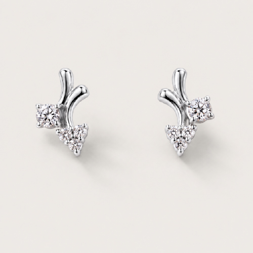 Cherry White Gold Diamond Ear Studs