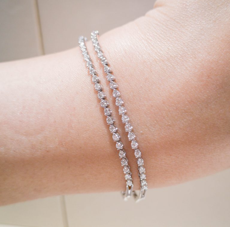 Double Chain Pave Diamond Bracelet