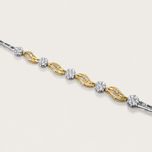 Two Tone Patterned Diamond Bracelet