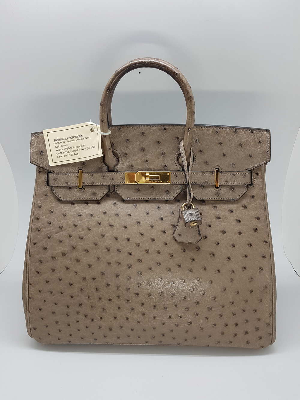 Hermes Birkin 32 Ostrich Hac (Gris Fonce-Grey) (Gold Hardware) - ValueMax  Jewellery