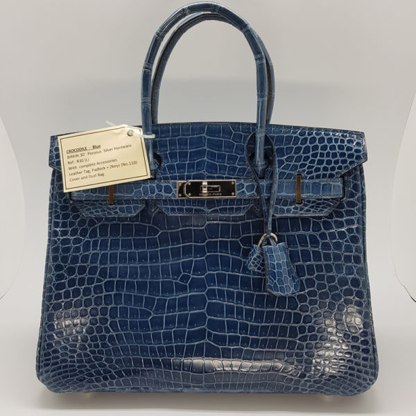 Hermes Birkin 30 Porosus Crocodile (Blue)