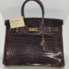 Hermes Birkin 35 Porosus Crocodile (Maroon) (Gold Hardware)