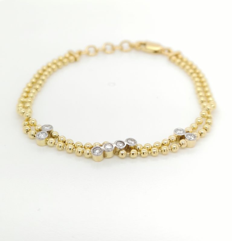 Two Tone Beaded Diamond Bracelet