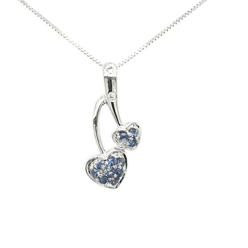 Heart Motif Blue Sapphire Diamond Pendant ValueMax Jewellery
