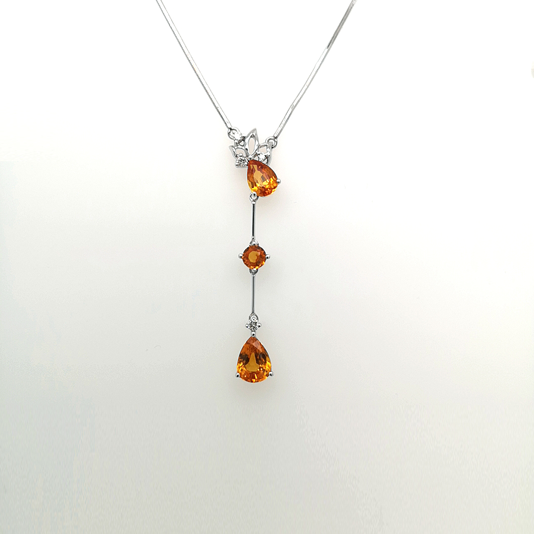 Orange Sapphire Diamond Necklace Valuemax Jewellery