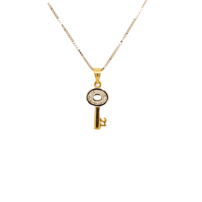 Two Tone 21st birthday Key Diamond Pendant