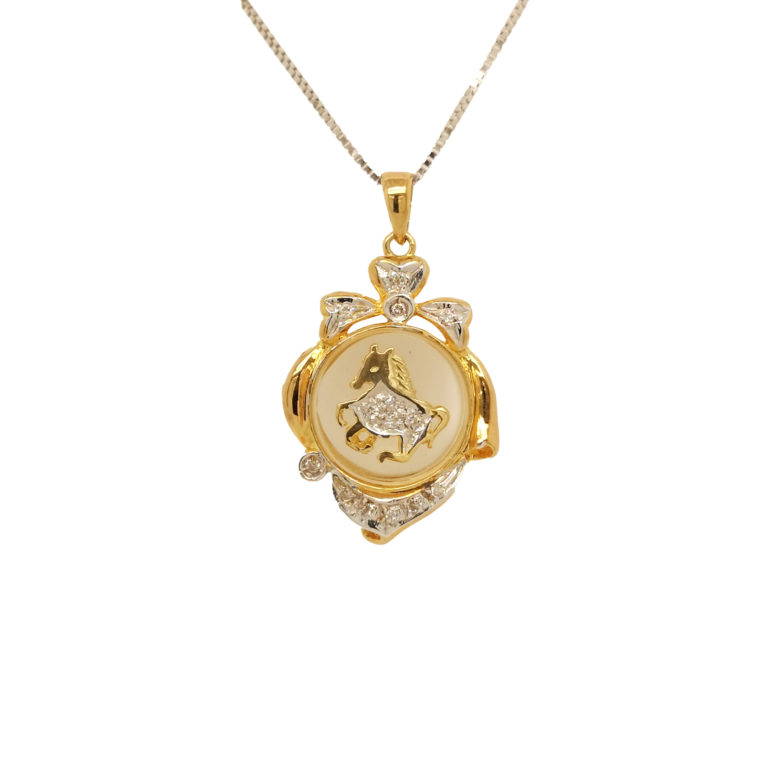 Two Tone Gold Horse Diamond Pendant