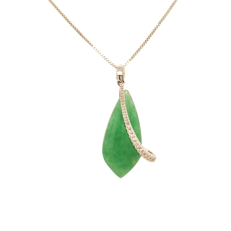 White Gold Jade Diamond Pendant