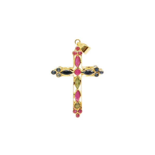 18K Yellow Gold Gems Pendant