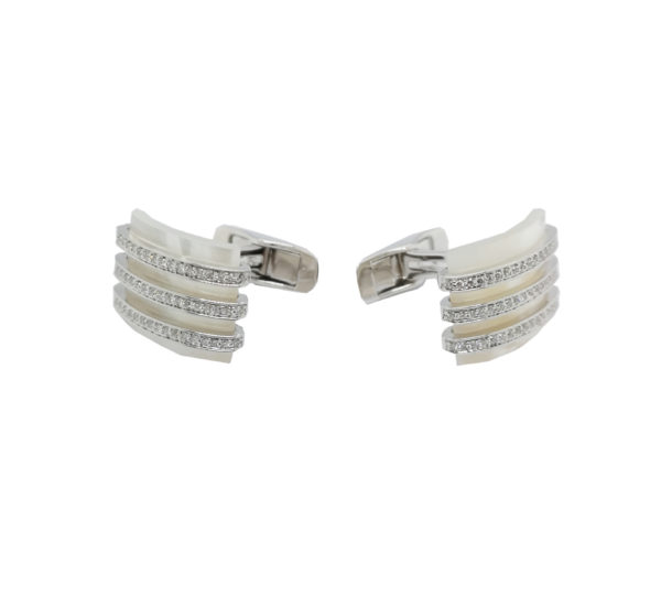 18K White Gold Diamond Cufflink