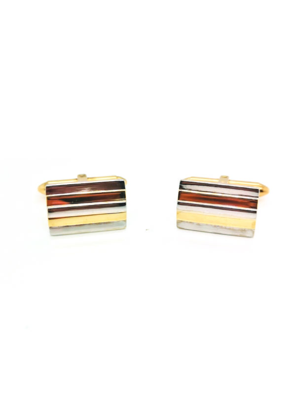 14K Yellow White Gold Cufflink