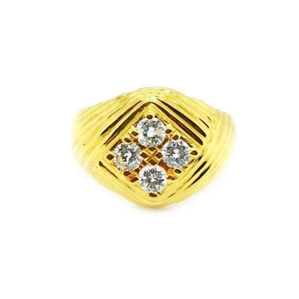 20K Yellow Gold Men's Diamond Ring