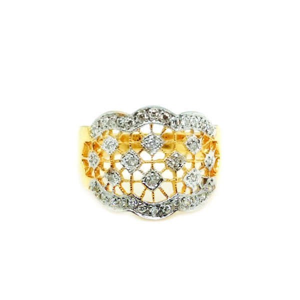 18K Yellow Gold Diamond Two Tone Ring