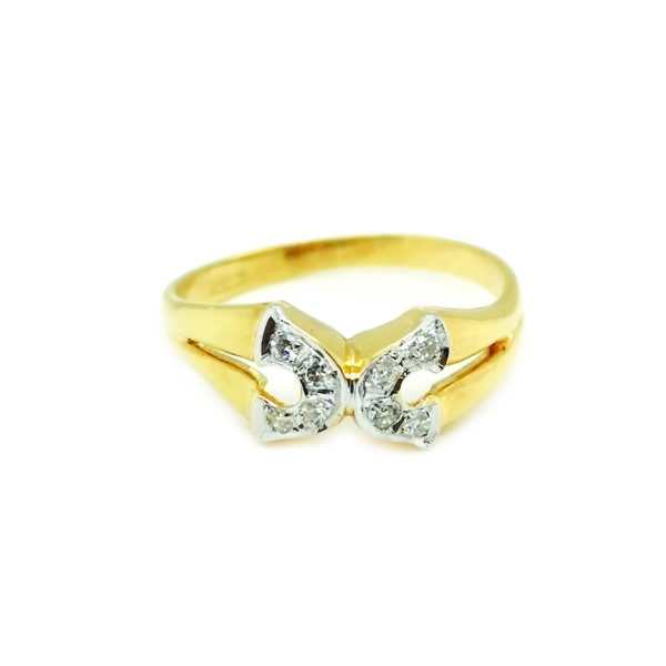 18K Yellow Gold Diamond Two Tone Ring