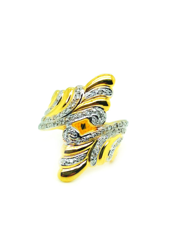 18K Yellow Gold Diamond Two Tone Ring