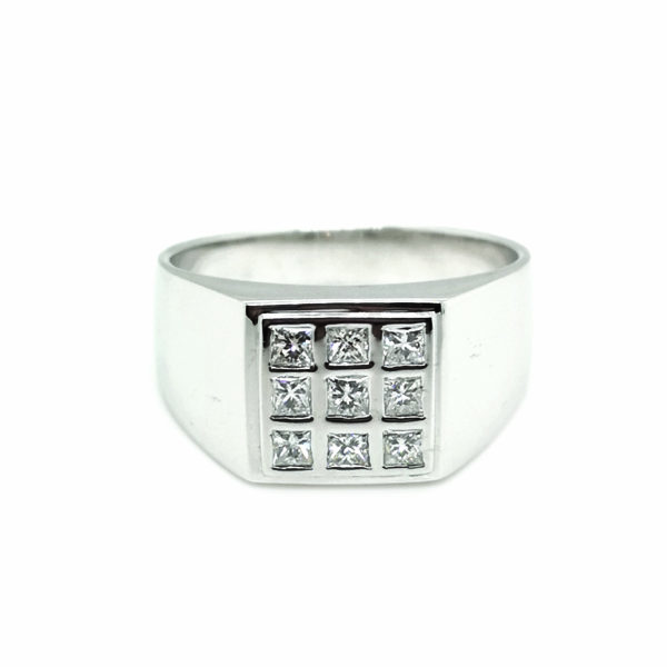 18K White Gold Men's Diamond Ring