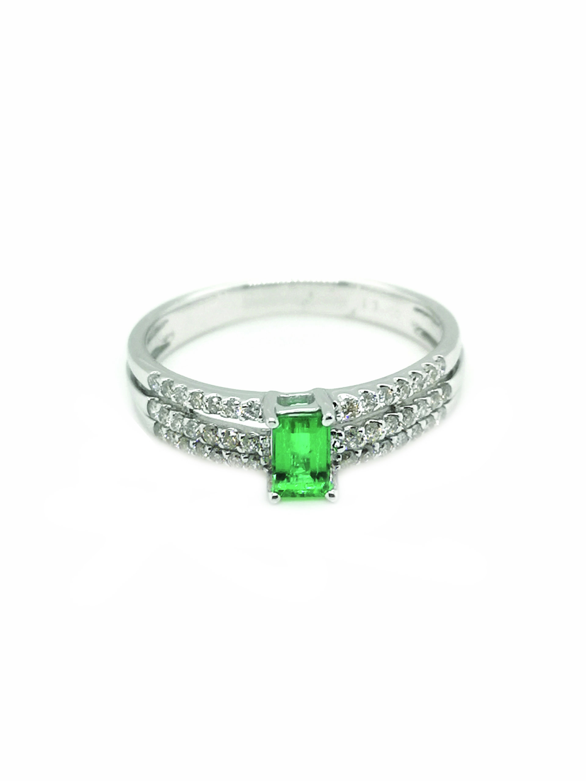 18K White Gold Diamond Emerald Ring - ValueMax Jewellery