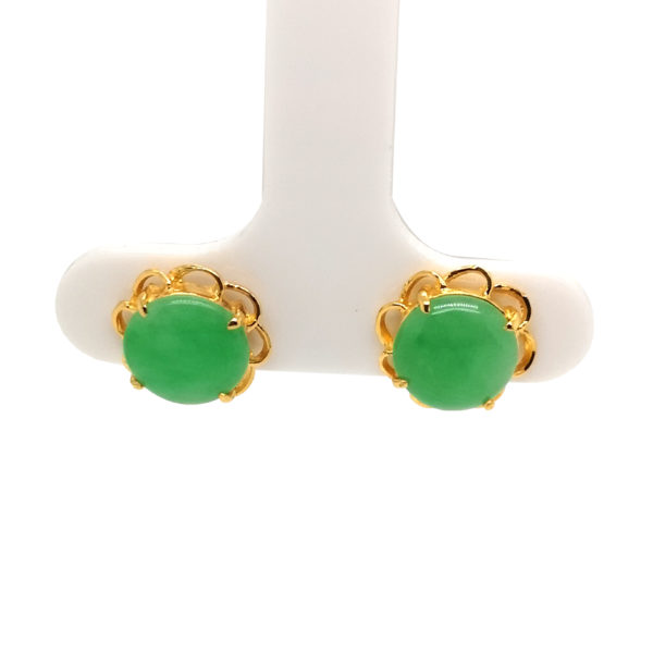 20K Yellow Gold Jade Earstud