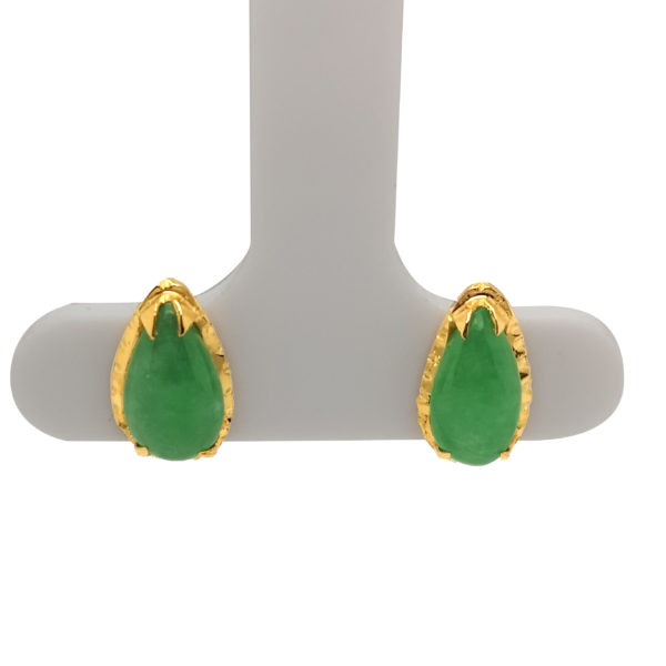 20K Yellow Gold Jade Earstud