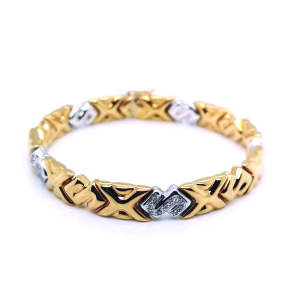 18K Yellow Gold Diamond Two Tone Bracelet