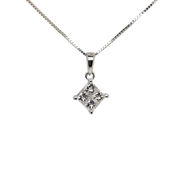 18K White Gold Diamond Pendant