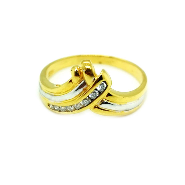 20K Yellow Gold Diamond Two Tone Ring