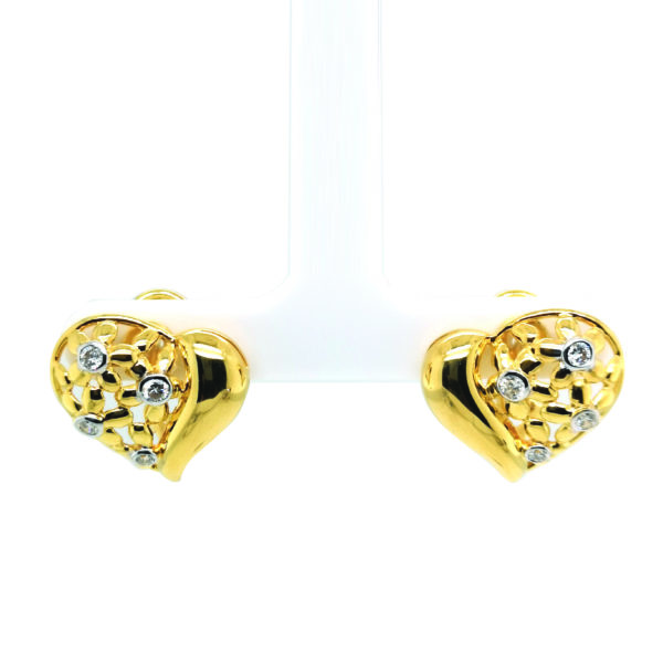 18K Yellow Gold Diamond Two Tone Earstud