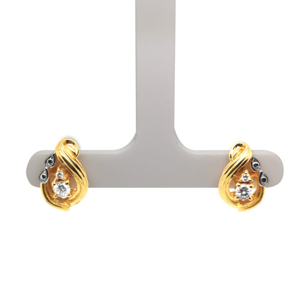 20K Yellow Gold Diamond Two Tone Earstud