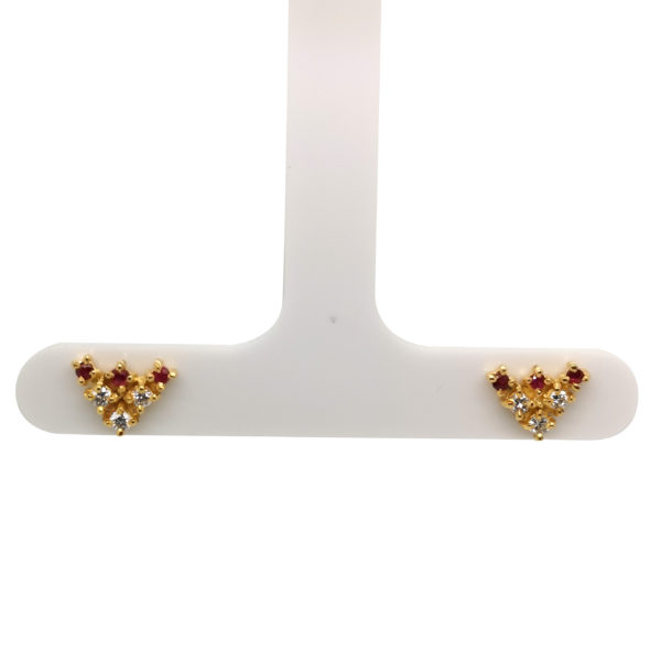 18K Yellow Gold Diamond Ruby Earstud