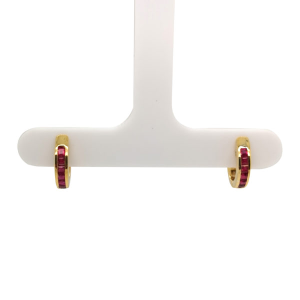 18K Yellow Gold Ruby Loop Earring