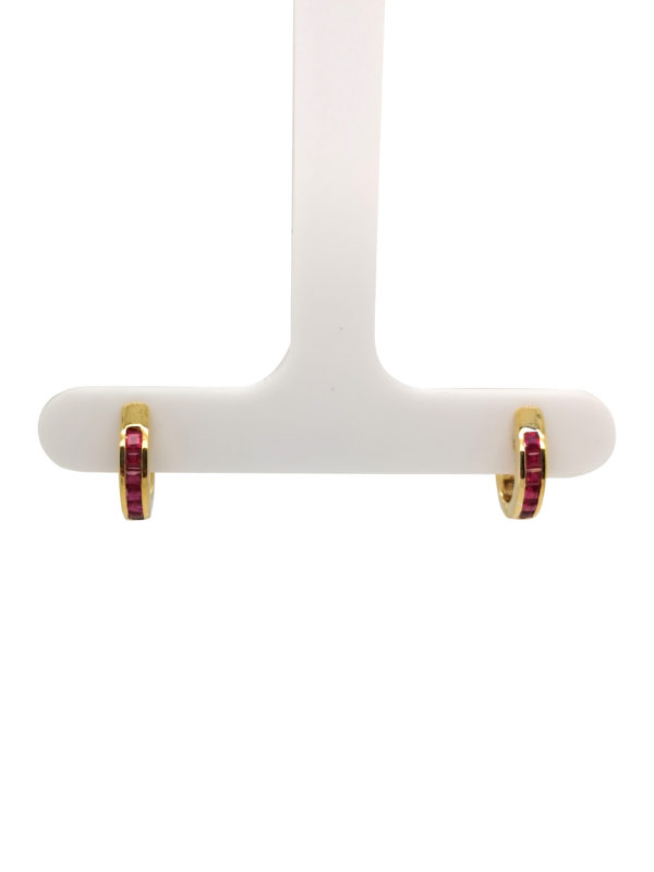 18K Yellow Gold Ruby Loop Earring