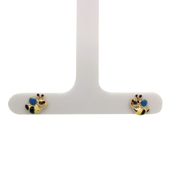 14K Yellow Gold Enemel Earstud