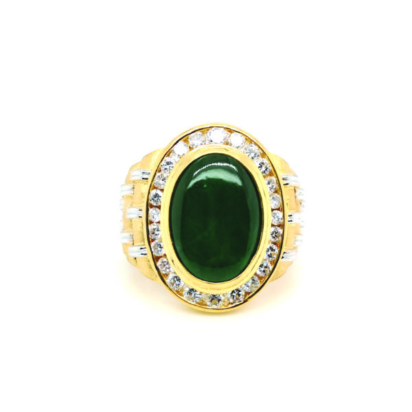 20K Yellow Gold Jade Diamond Ring