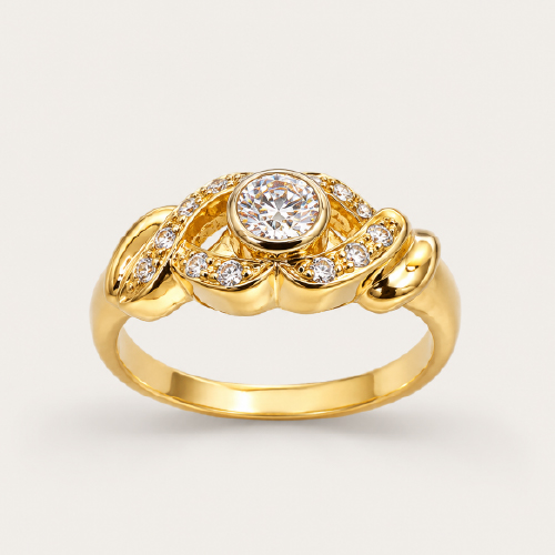 20K Yellow Gold Diamond Ring