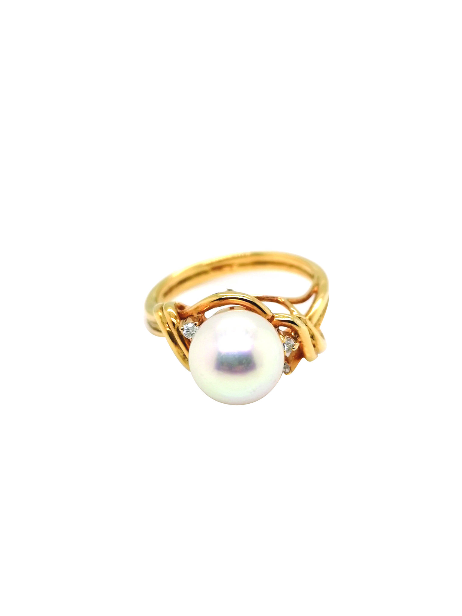14K Yellow Gold Diamond Pearl Ring ValueMax Jewellery