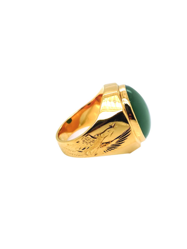 20K Yellow Gold Jade Ring - Image 3