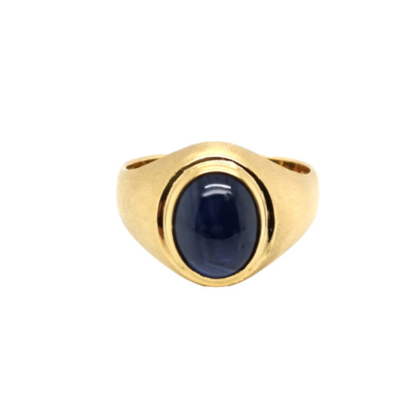 18K Yellow Gold Blue Sapphire Ring