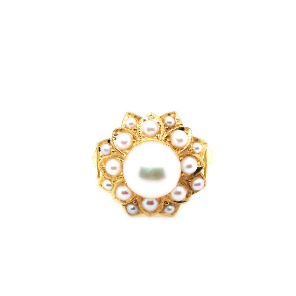 18K Yellow Gold Pearl Ring