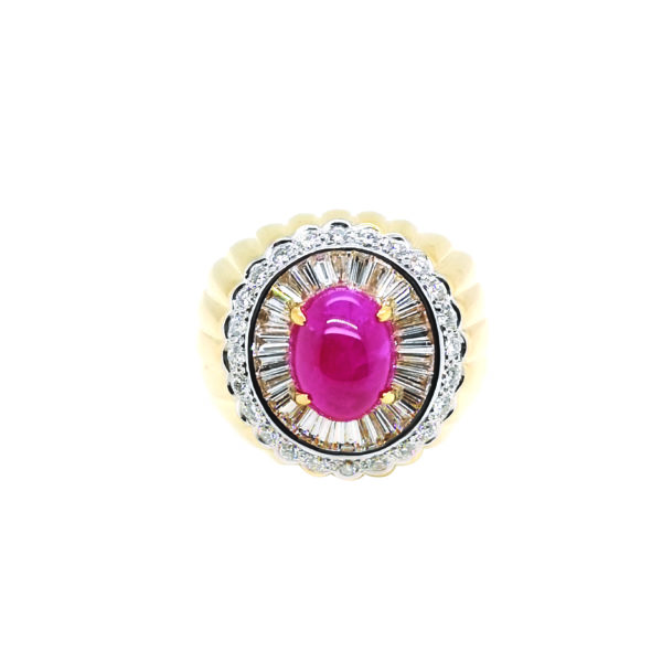 18K Yellow Gold Diamond Ruby Ring
