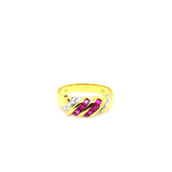 14K Yellow Gold Diamond Ruby Ring