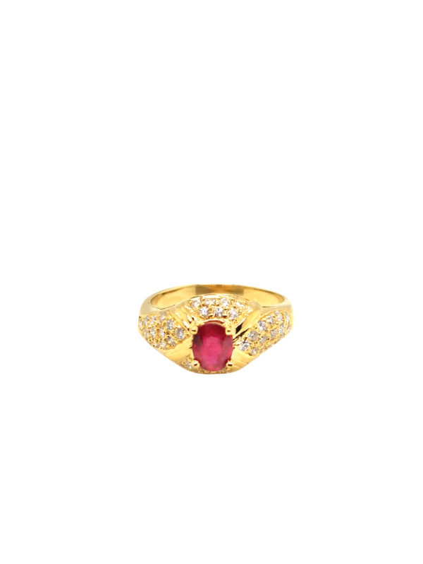 18K Yellow Gold Ruby Diamond Ring