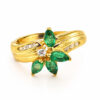 18K Yellow Gold Emerald Diamond Ring