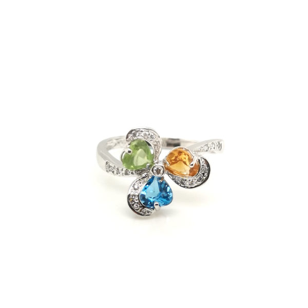 18K White Gold Coloured Gem Diamond Ring