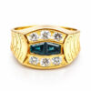 18K Yellow Gold Blue Sapphire Diamond Ring