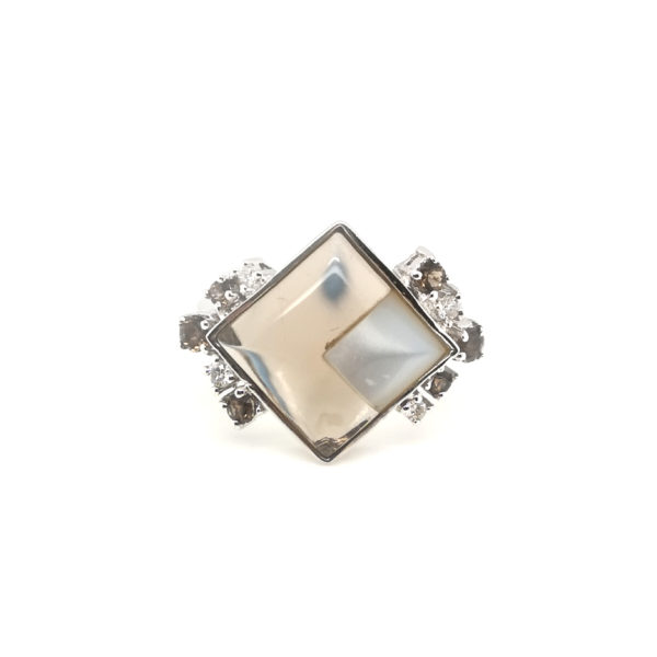 18K White Gold Stone Diamond Ring