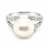 18K White Gold Diamond Pearl Ring